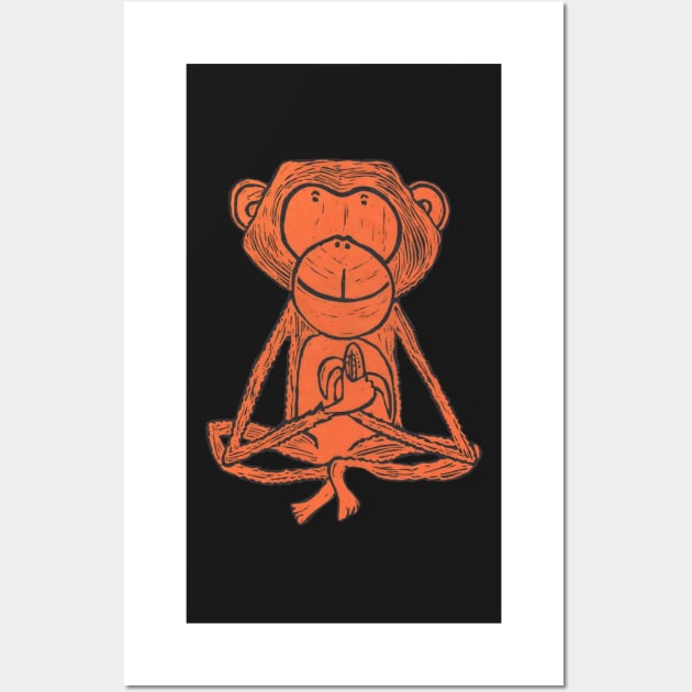 Monkey, Cheeky Monkey, orange Wall Art by krisevansart